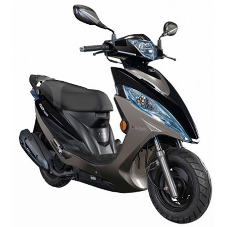 KYMCO GP 125 VCBSの黒い車体を斜め前から見た画像